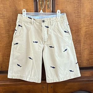 GAP  Khaki shorts with “stitched” sharks. Size 10. Boys.